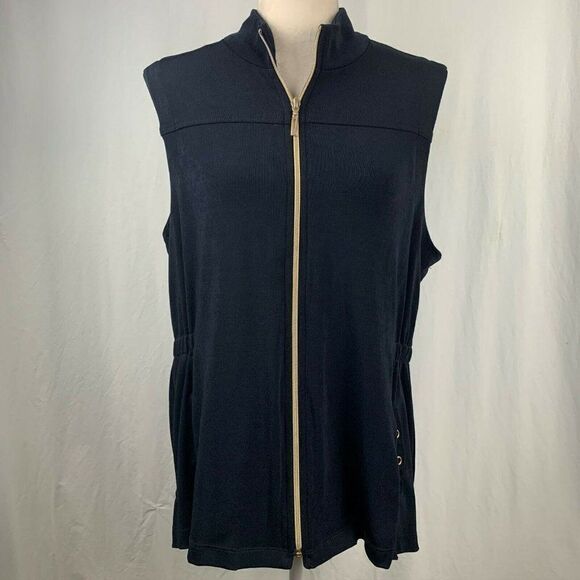 Travelers by Chicos Vest 2 M Black Full Zip - Picture 2 of 6